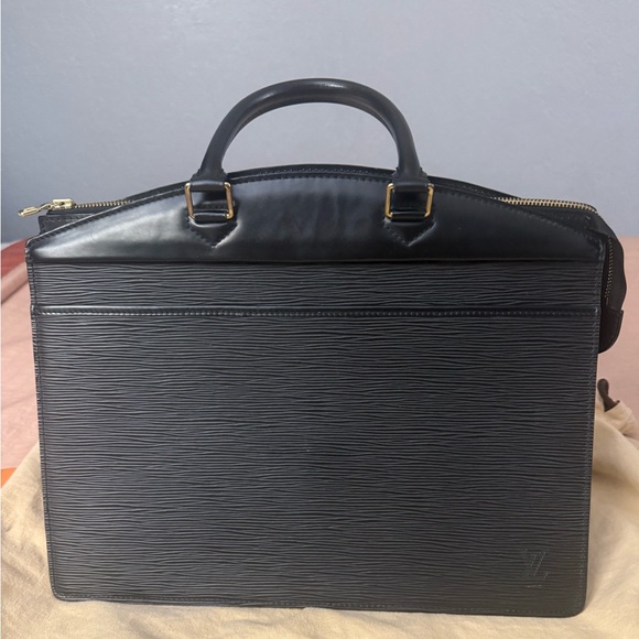 Louis Vuitton Black Textured Leather Briefcase - Picture 1 of 6